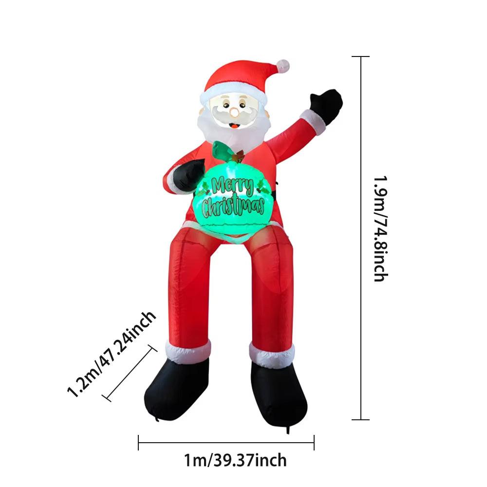 2025 Christmas Inflatables 8FT 215-270Cm Glowing Santa Claus with LED Outdoor Home Cafe Decoration Party Garden Xmas Decor.