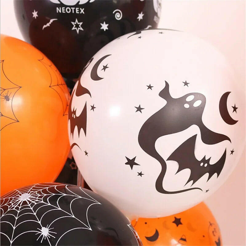 10-Pack Halloween Latex Balloons – Pumpkin & Skeleton Design for Spooky Party Decor