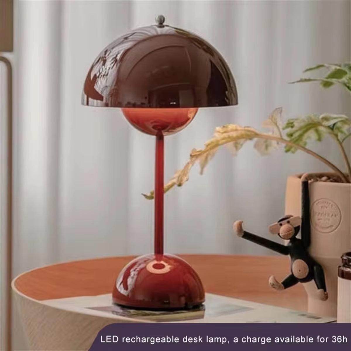 Mushroom Touch Lamp – Rechargeable LED Table Light for Bedroom & Dining.