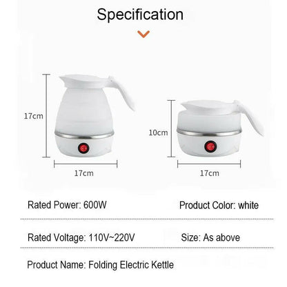 Foldable Portable Electric Teapot Water Heater - 600ML Travel Kettle for Household Use, 220V Kitchen Appliance.
