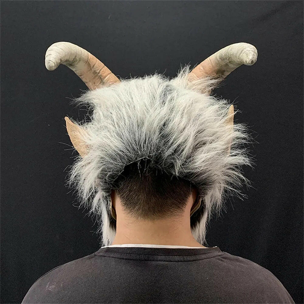 Krampus Demon Halloween Mask – Latex Horror Cosplay with Sheep Horns