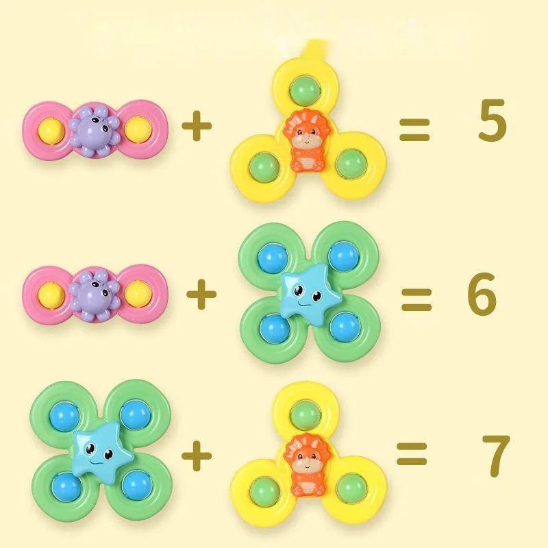 Spin, Stick & Play – 3PCS Suction Cup Spinner Bath Toys for Baby Sensory Fun.