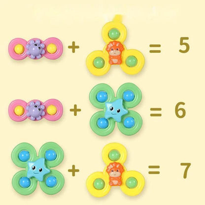 Spin, Stick & Play – 3PCS Suction Cup Spinner Bath Toys for Baby Sensory Fun.