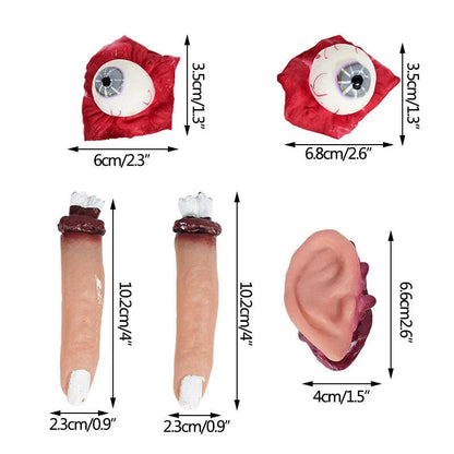 Horror Halloween Rubber Body Part Props – Fake Hands, Legs, Hearts & Brains for Haunted House & Party Decor