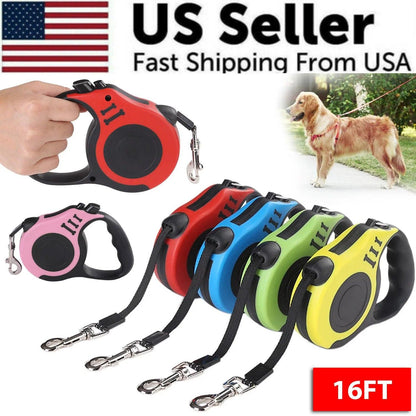 Walk Freely, Stay in Control – 16.5FT Retractable Dog Leash with One-Touch Brake.