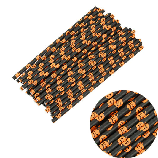 25-Pack Halloween Disposable Straws – Choose from 17 Spooky Designs for Party Drinks & Decor