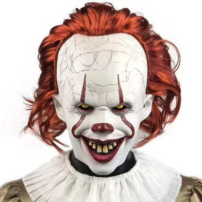 Pennywise Latex Mask – Creepy Demon Clown Headgear for Halloween and Cosplay