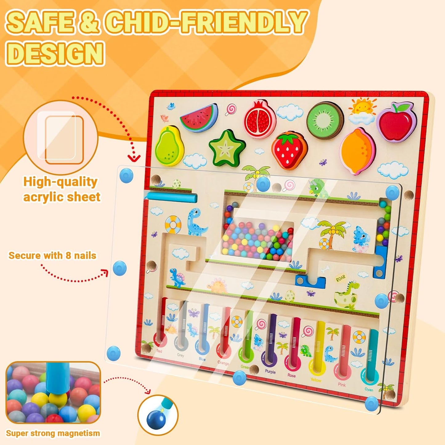 Magnetic Montessori Puzzle Board – Color & Number Learning Game.