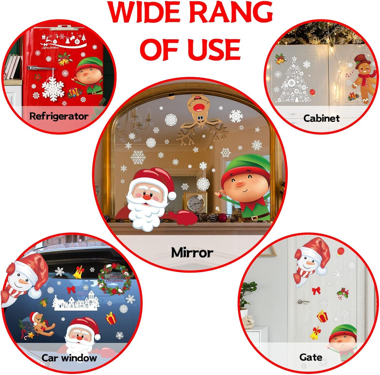 Christmas Window Clings – 150Pcs Snowflake & Holiday Stickers (8 Sheets).