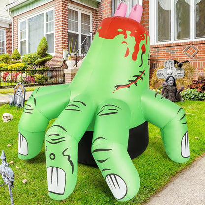 6 FT Halloween Inflatables Hand Outdoor Decorations Blow up Yard Scary Green Giant with Built-In Leds for Indoor Party Garden Lawn Decor