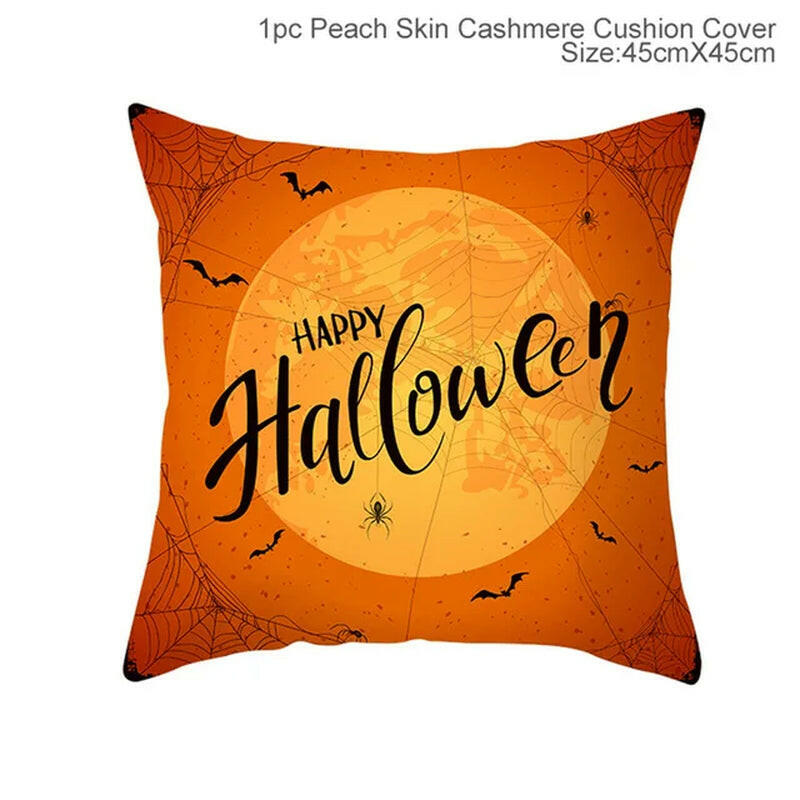 Halloween Cushion Covers – Cartoon Pumpkin, Bat & Ghost Design for Spooky Seasonal Decor