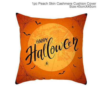 Halloween Cushion Covers – Cartoon Pumpkin, Bat & Ghost Design for Spooky Seasonal Decor