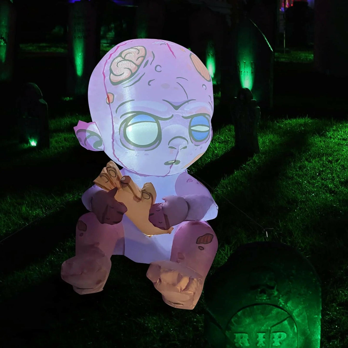 3FT Inflatable Halloween Zombie Baby – LED Blow-Up Decoration for Garden, Lawn, and Indoor Party Displays