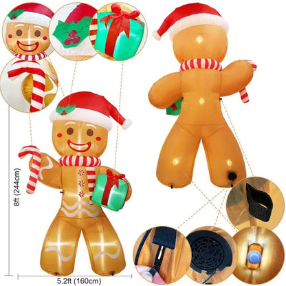 Get into the holiday spirit with our 8FT Gingerbread Man Inflatable! Perfect for your yard, complete with LED lights and a festive gift pack! 🎄✨ #ChristmasDecor #HolidayVibes.
