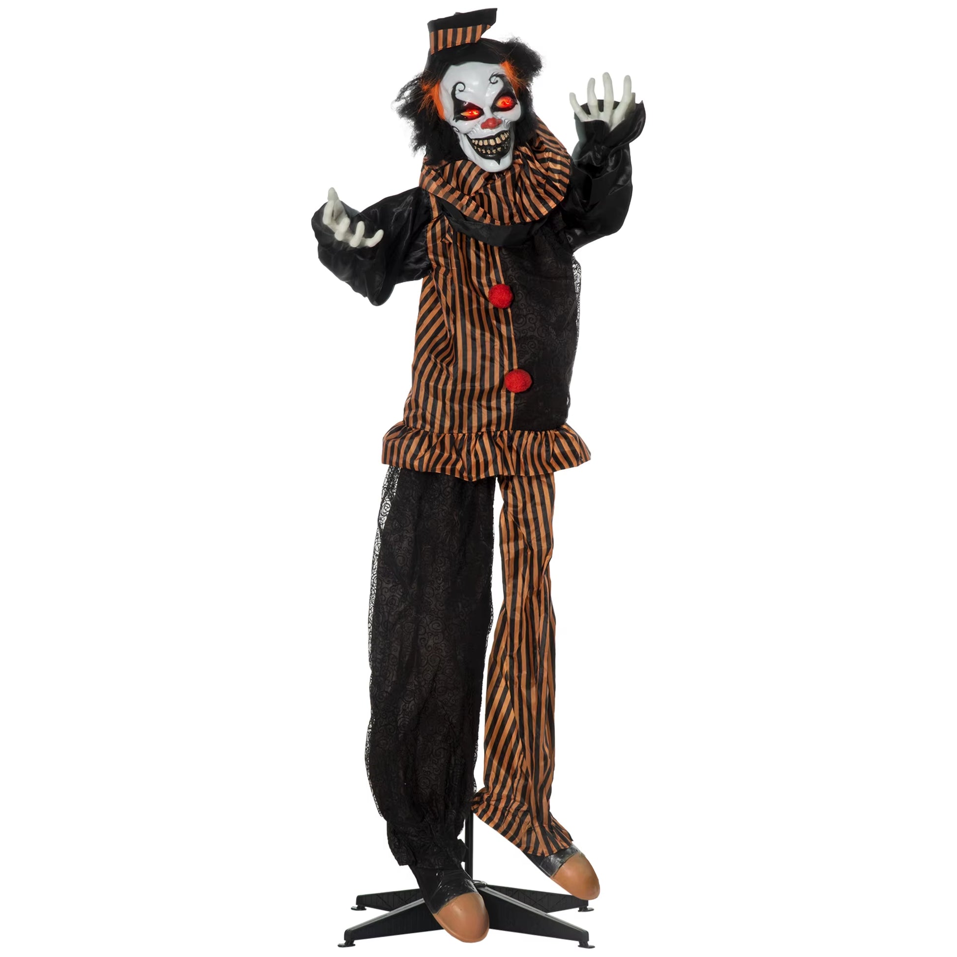 67" Animated Prop Circus Clown, Indoor Outdoor Halloween Decorations