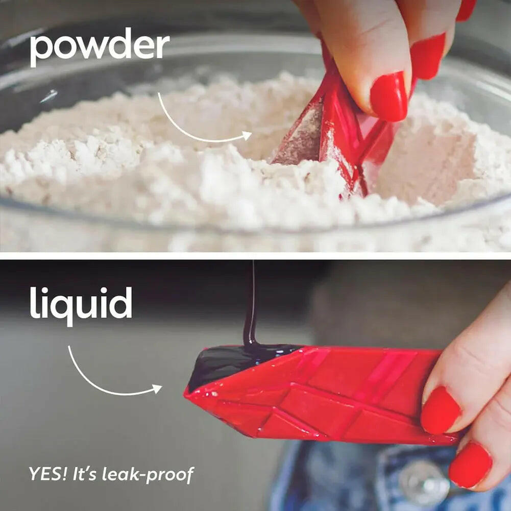 Polygons Flat 3-In-1 Cooking Baking Liquid Spoon Spoon Shaped Cooking Baking Tablespoon Fold Measure Home Kitchen Tools.
