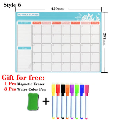 A3 Magnetic Fridge Planner – Monthly & Weekly Dry Erase Calendar with Free Marker Pens (297×420mm)