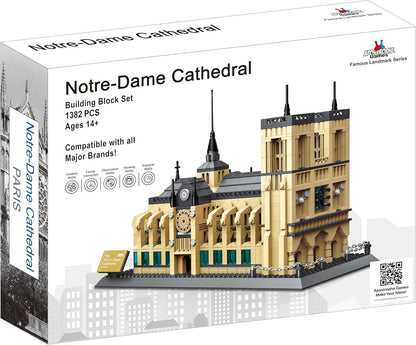 Notre-Dame Cathedral Building Block Set (1382 Pieces) - Architecture Model for Kids and Adults