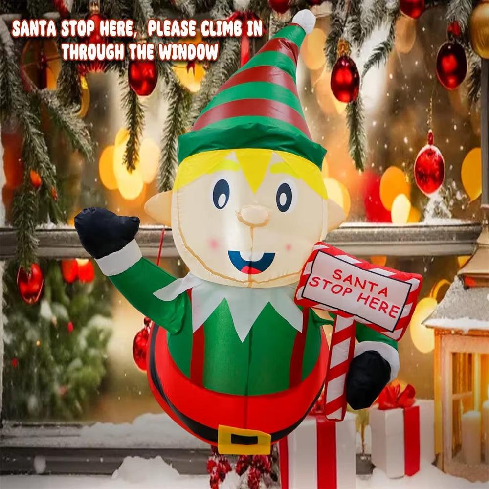 3.5FT Christmas Inflatable Elf – Window-Mount Decoration with LED Lights | Indoor & Outdoor Display.