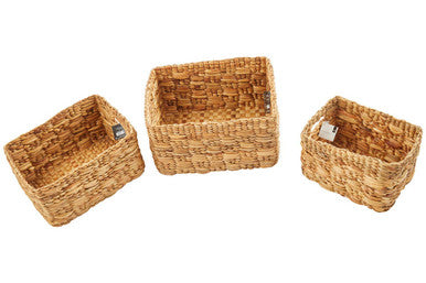 Set of 3 Natural Water Hyacinth Storage Baskets.