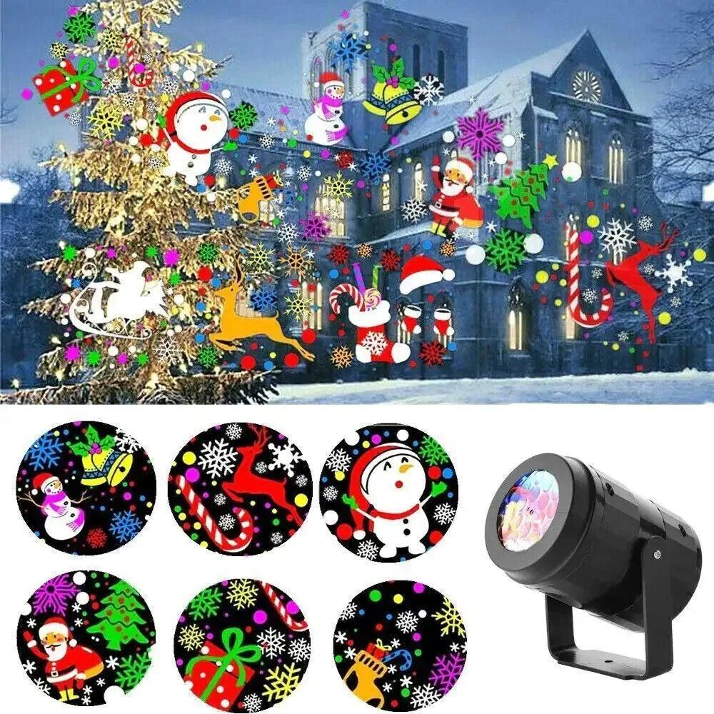 Rotating LED Snowflake Projector – 16 Festive Patterns for Indoor & Outdoor Use.