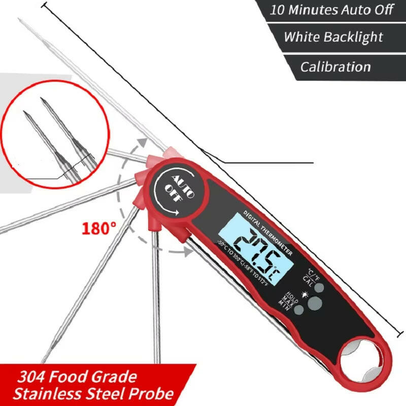 Instant Read Waterproof Digital Meat Thermometer for Perfect BBQ Cooking.