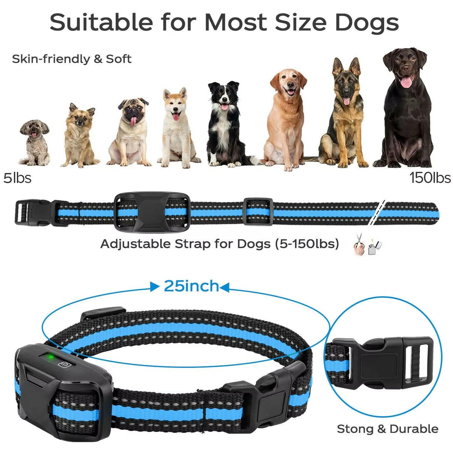 Ultimate No Shock 3300Ft Dog Training Collar - Rechargeable Waterproof E-Collar with Beep & Vibration for Effective Training.