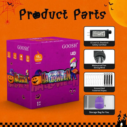 11.5 FT Happy Halloween Inflatables Outdoor Decorations Vampire with Pumpkin Halloween Blow up Yard Decorations Long with LED Lights Holiday for Halloween Party Yard Garden Lawn