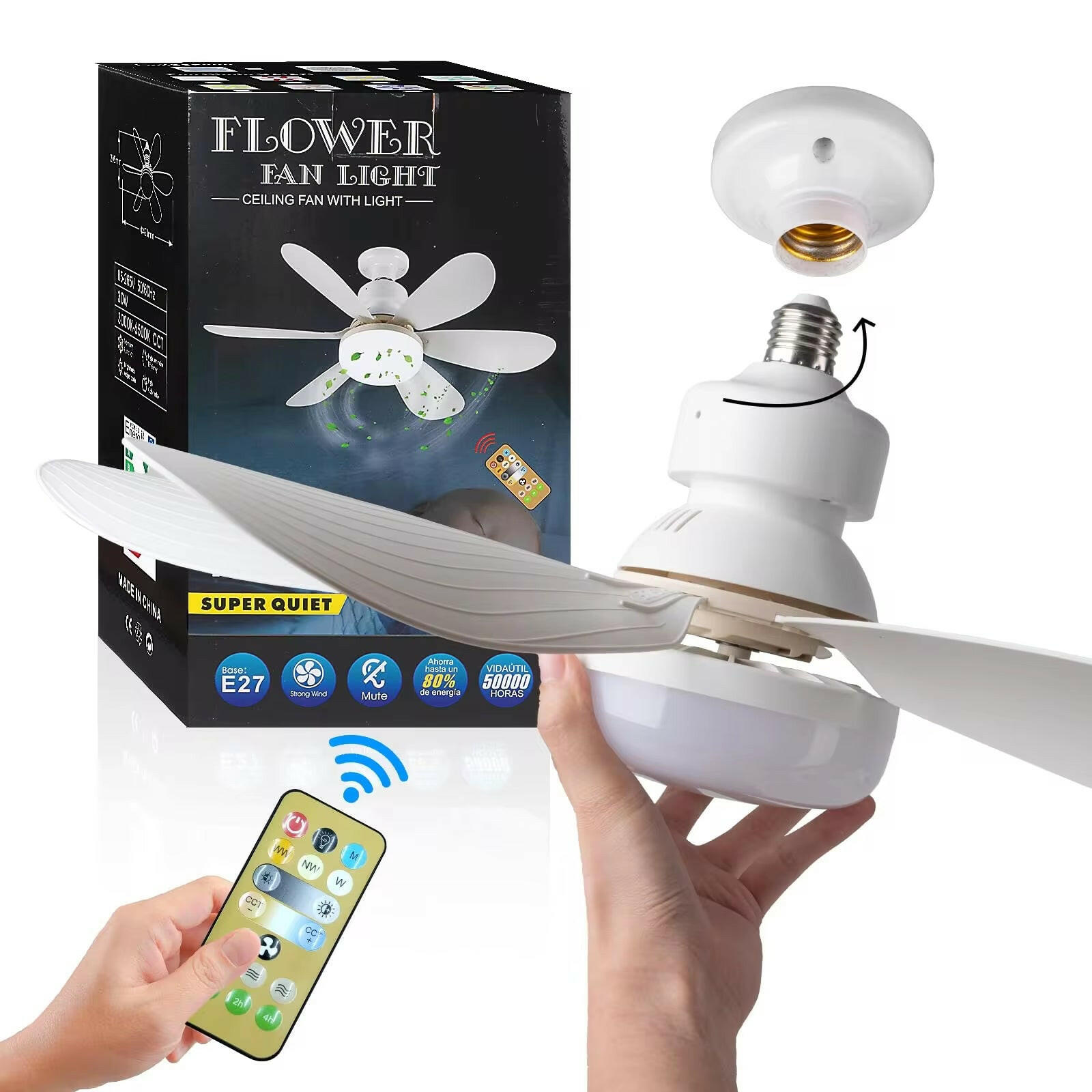 LED 30W Ceiling Fan Light – E27, Remote Control & Dimmable.