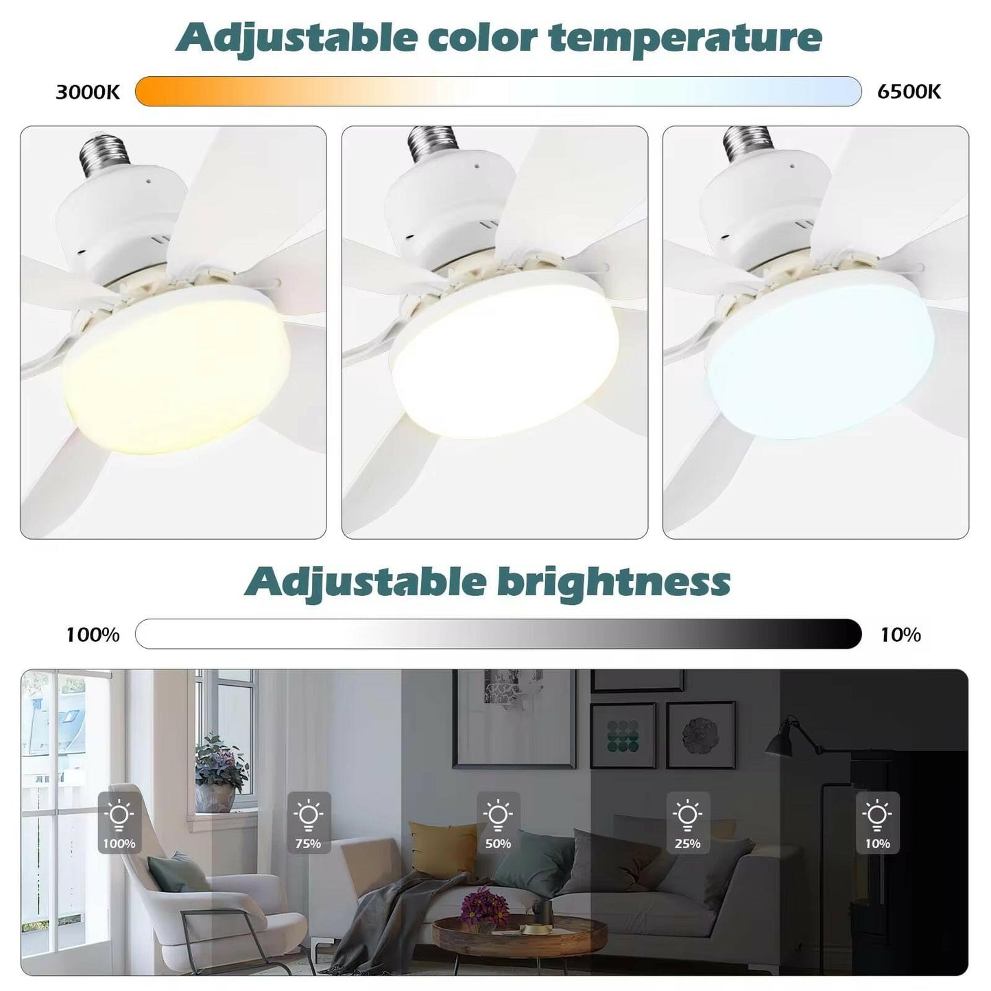 LED 30W Ceiling Fan Light – E27, Remote Control & Dimmable.