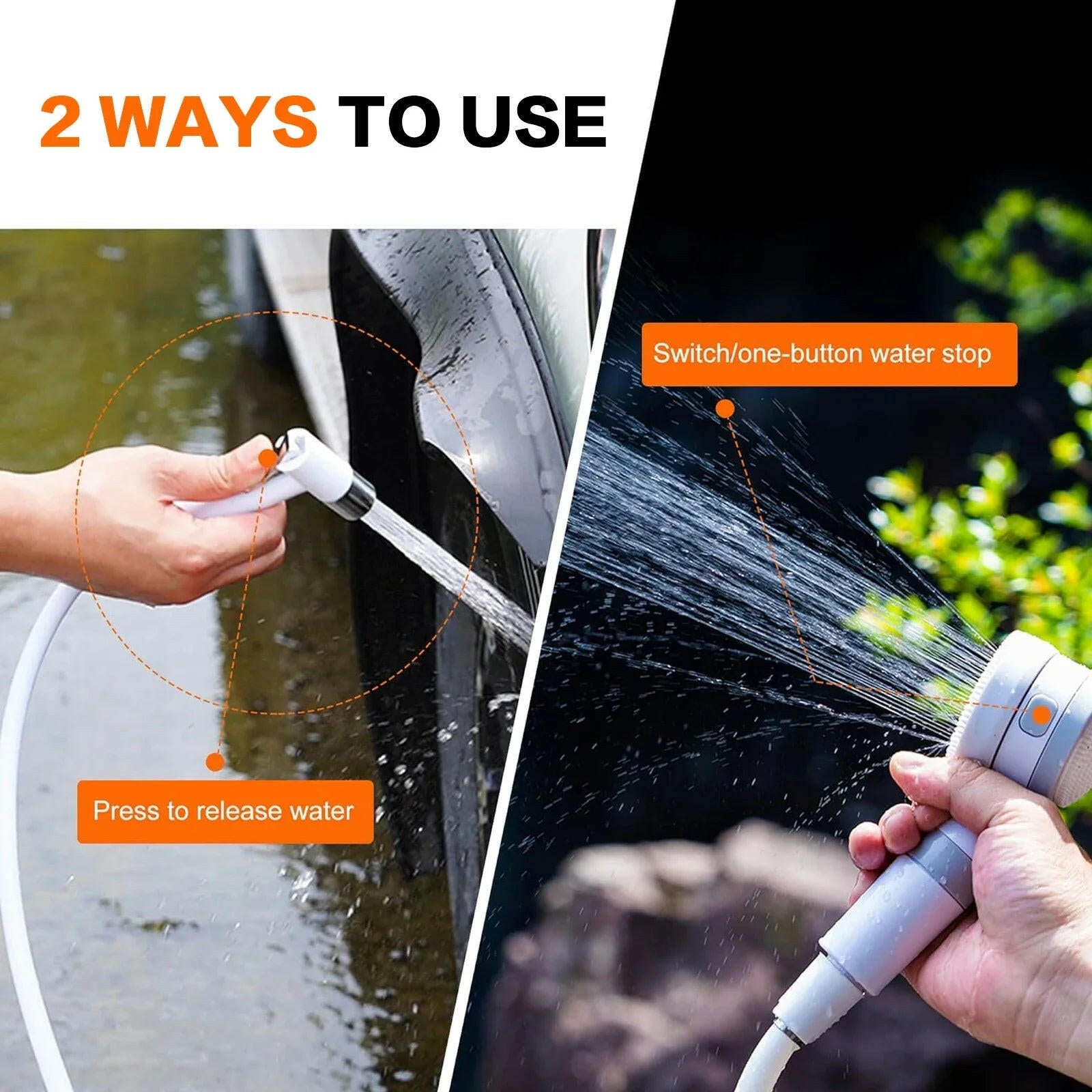 Rechargeable Portable Camping Shower with Smart Digital Pump - No Electricity Required
