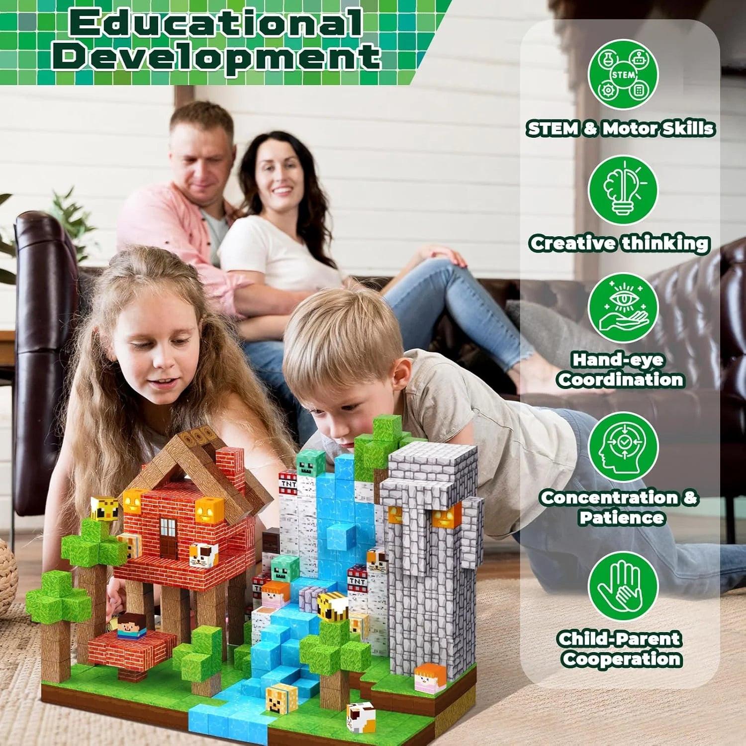 Stack, Build & Learn – 150PCS Montessori‑Style Magnetic Building Cubes for STEM Creativity.