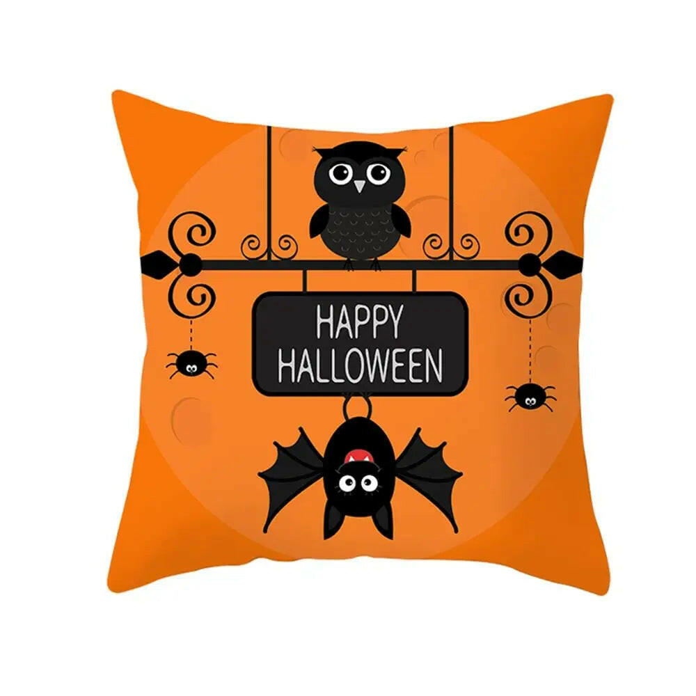 Halloween Cushion Covers – Cartoon Pumpkin, Bat & Ghost Design for Spooky Seasonal Decor