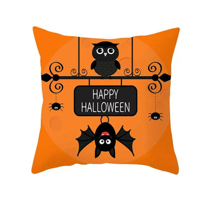 Halloween Cushion Covers – Cartoon Pumpkin, Bat & Ghost Design for Spooky Seasonal Decor