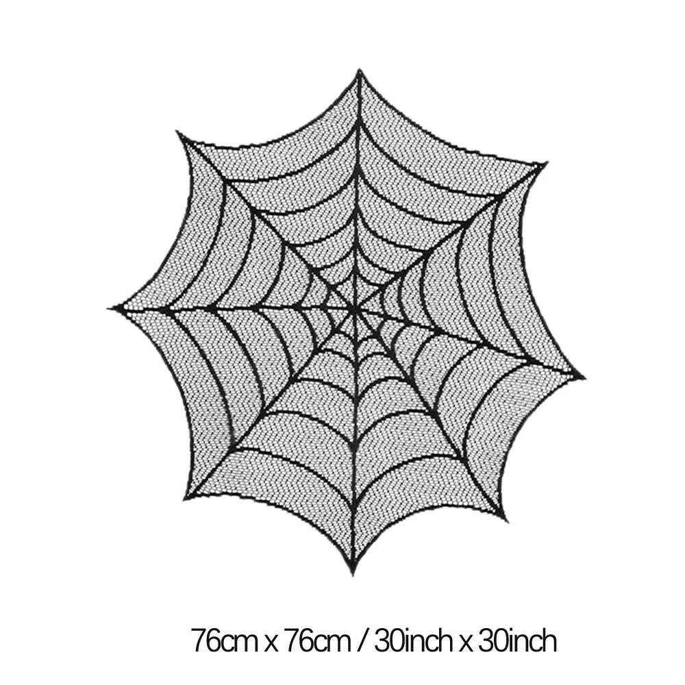 2025 Black Lace Spider Web Table Runner – Gothic Halloween Mantel Cover & Party Decor Accent (1pc)