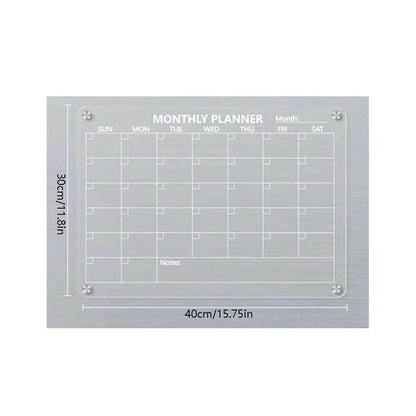 Magnetic Acrylic Calendar for Fridge Refrigerator Monthly Dry Erase Board Markers & Magnetic Pen Holder, Organic Glass Clea
