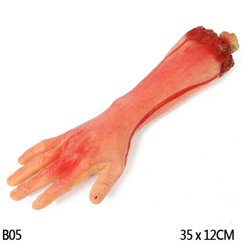 Horror Halloween Rubber Body Part Props – Fake Hands, Legs, Hearts & Brains for Haunted House & Party Decor