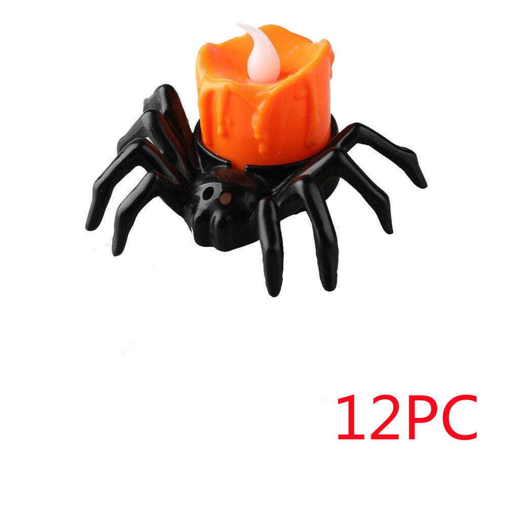 2025 Spider Candlestick LED Ornament – Battery-Powered Halloween Table Light for Parties & Haunted Decor (7×8.5×5cm)