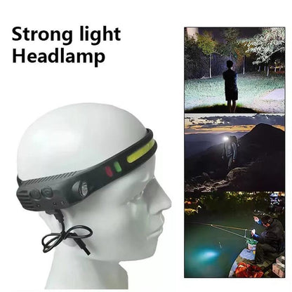 Rechargeable LED Headlamp – Waterproof, Motion Sensor, 5 Light Modes | Built for Camping, Hiking, and Night Safety.