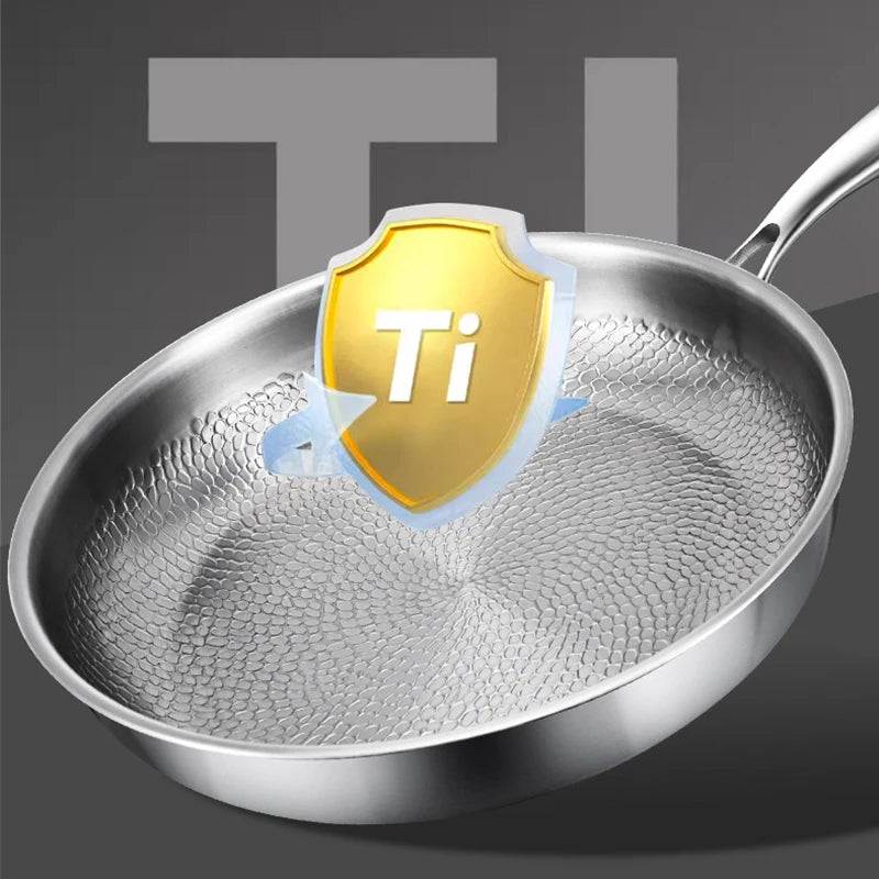 Pure Titanium Frying Pan – Hammer-Pattern Non-Coated Cookware (26/28/30cm)
