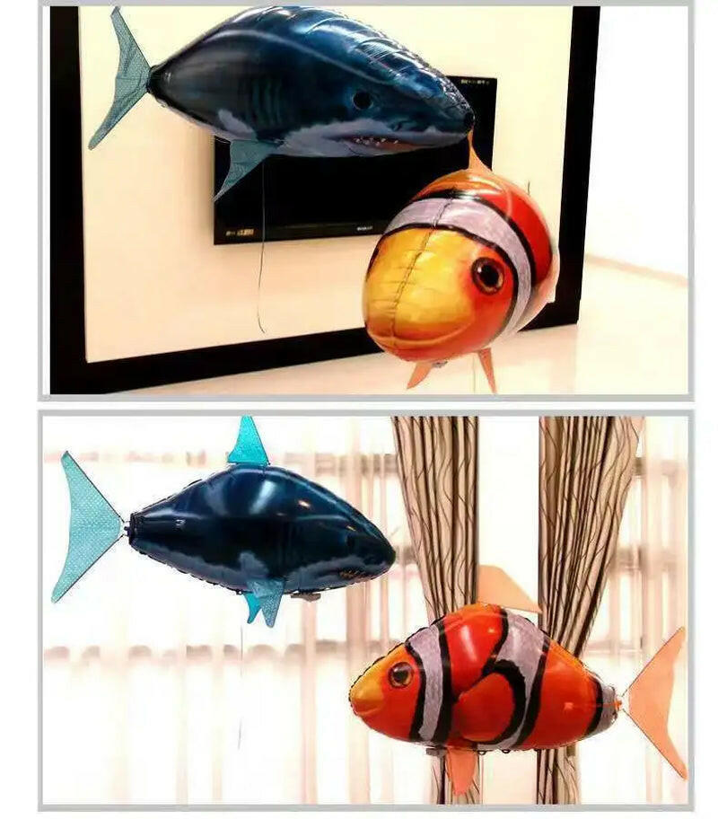 Remote Control Inflatable Shark Toy - Air Swimming RC Animal Balloon for Kids.