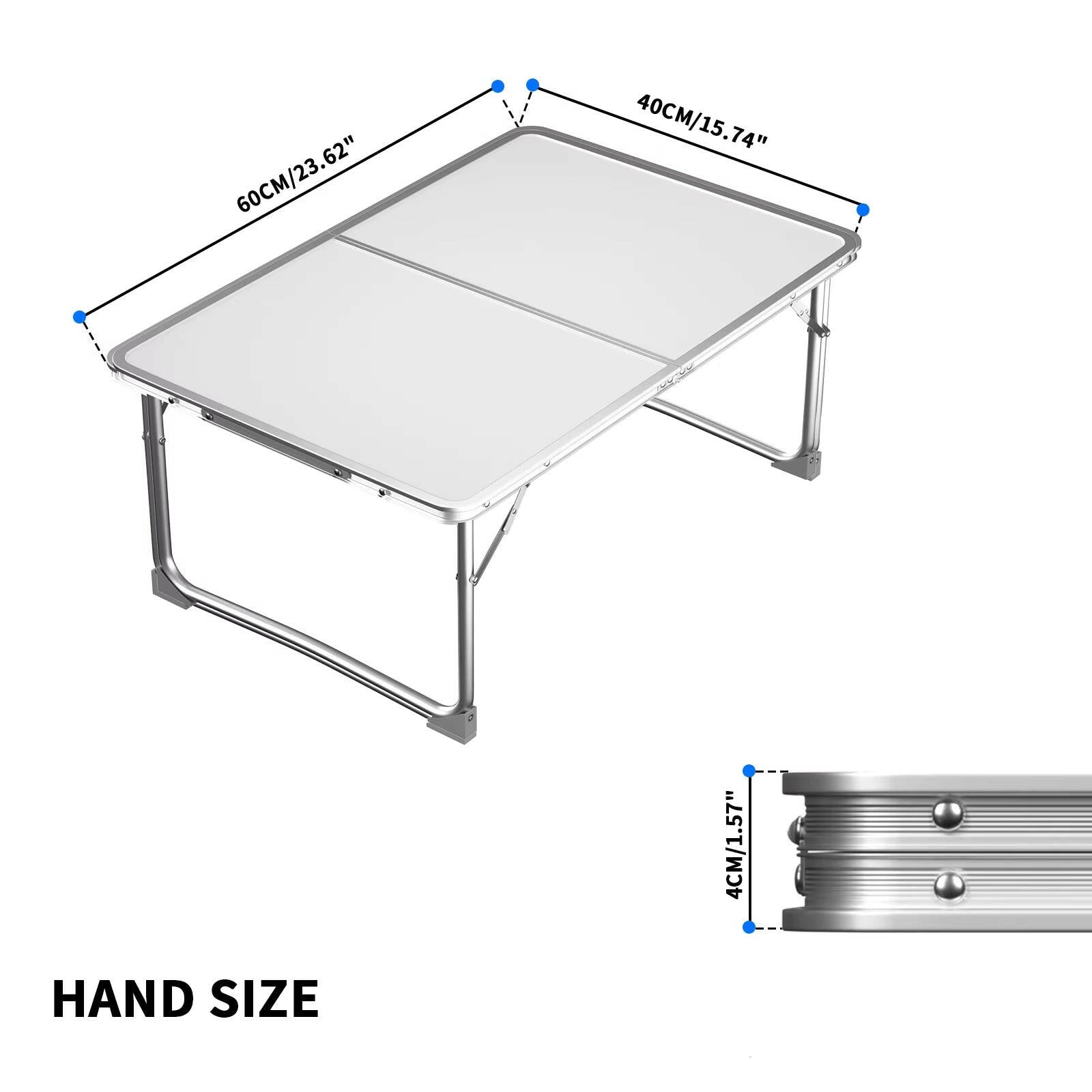 Compact Aluminium Folding Picnic Table for Outdoor Use, 60x40x26 cm.