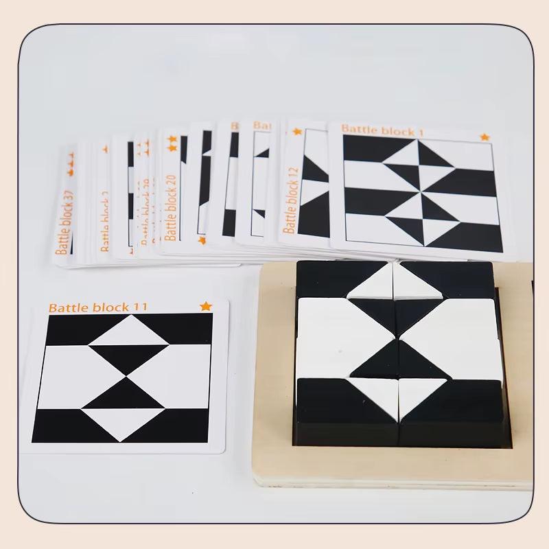 Race to Solve – 2‑Player Wooden Tangram Puzzle Game with 40 Challenge Cards.