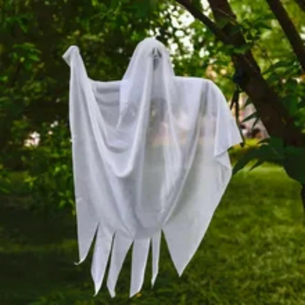 2025 Hanging Skull Ghost – Adjustable Arms & Wind-Tattered Fabric for Haunted House & Outdoor Halloween Decor (60×85cm)