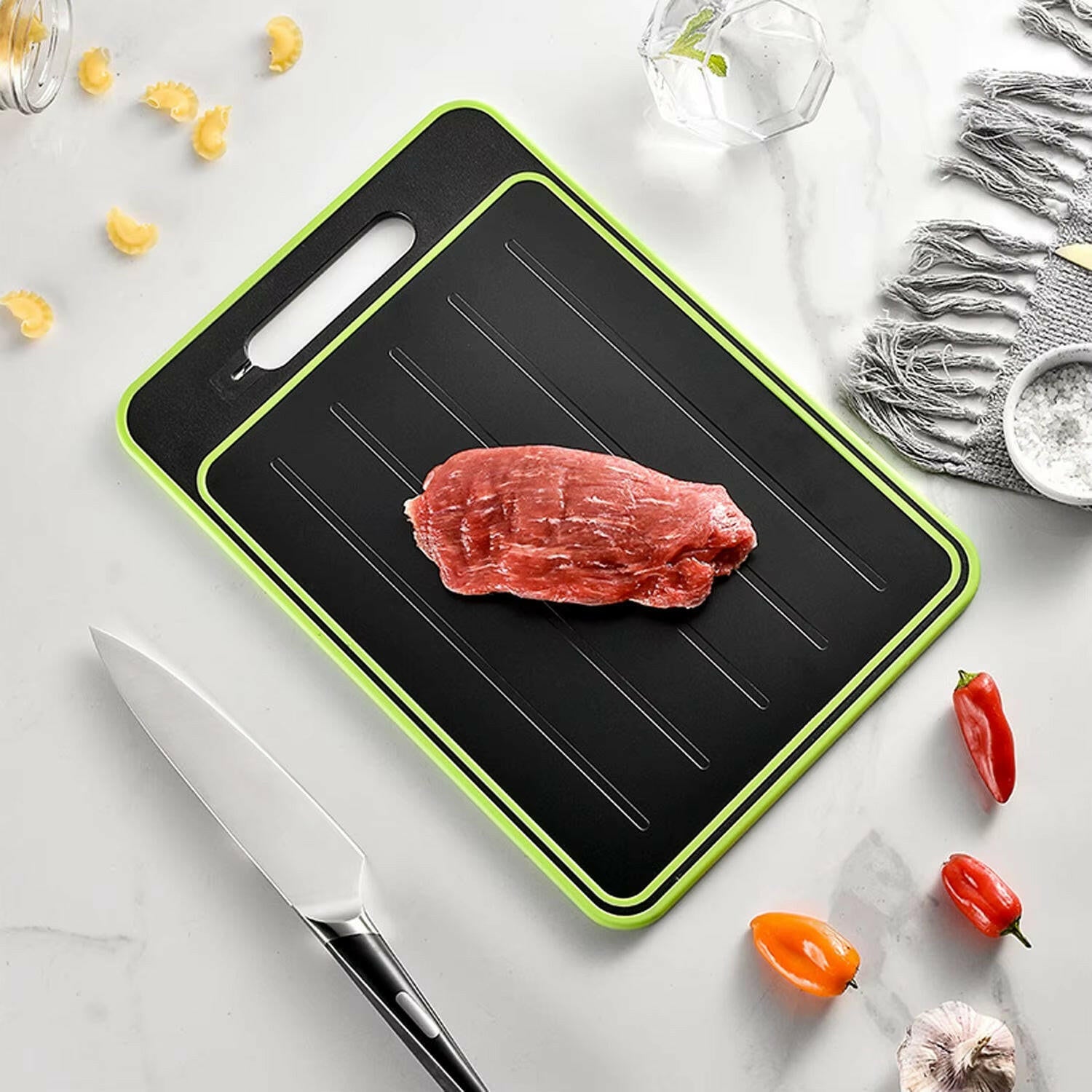 4-in-1 Miracle Melt Defrosting Board – Cutting, Grating & Sharpening.