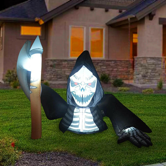 6.8FT Inflatable Halloween Skeleton Ghost – LED Blow-Up Decoration for Garden, Lawn, and Indoor Displays