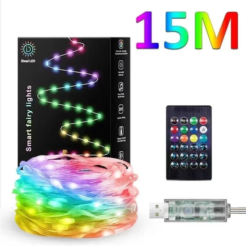 Smart RGBIC LED String Lights with App & Remote – 2–30M Dreamcolor Fairy Lights for Indoor & Outdoor Décor.