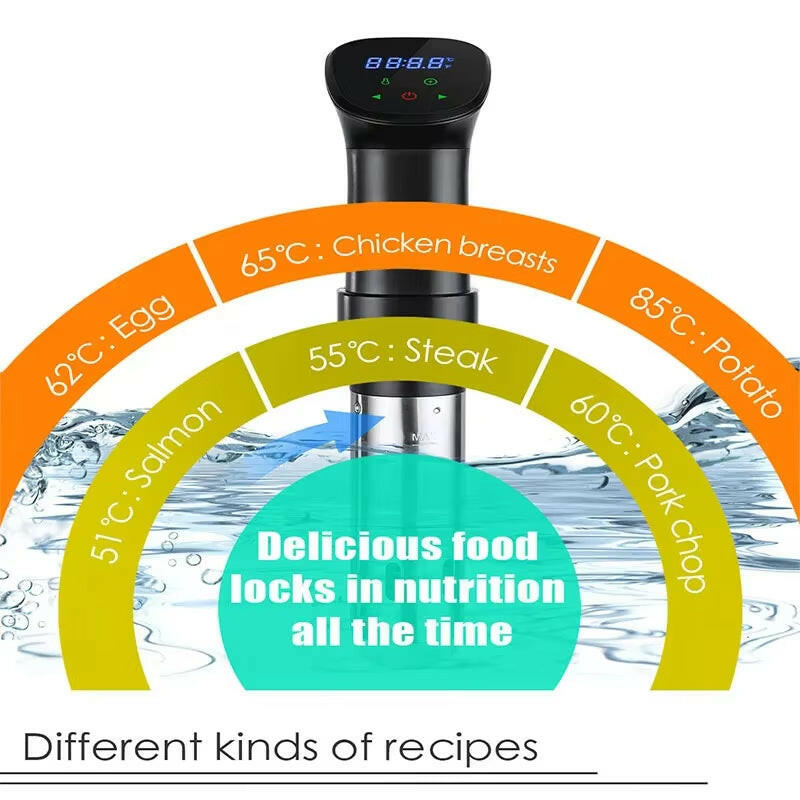 Transform Your Culinary Skills with the 1800W Waterproof Sous Vide Cooker - Quick Heating & Precision Control for Perfectly Cooked Steak, Chicken & Fish!.