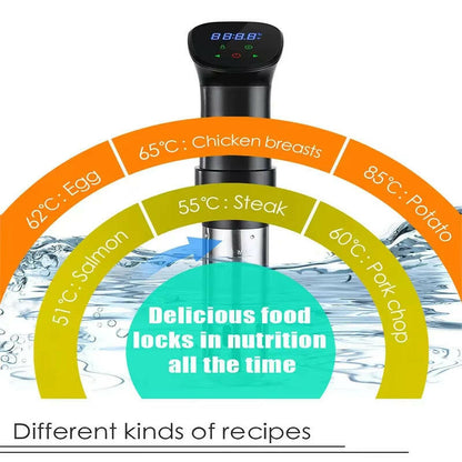 Transform Your Culinary Skills with the 1800W Waterproof Sous Vide Cooker - Quick Heating & Precision Control for Perfectly Cooked Steak, Chicken & Fish!.