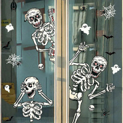 2025 Bloody Handprint & Halloween Sticker Set – Window, Wall & Floor Decals with Ghost, Bat, Pumpkin & Web Designs (1 Set)